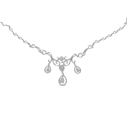 14K hvitt gull 3 1/2 Cttw Diamond Statement Drop and Dangle Halskjede (GH-farger, SI1-SI2 Clarity)