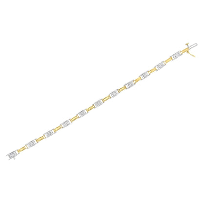 14K Two-Tone Gold 1.00 Cttw Princess-Cut Diamond Chain Link 7" Bracelet (H-I Color, SI1-SI2 Clarity)