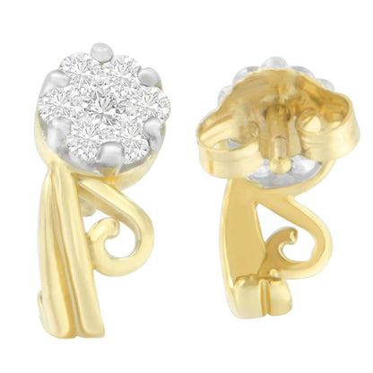 Aretes de oro amarillo de 14 quilates con diamantes de talla redonda de 1/2 ct (IJ, SI2-I1)