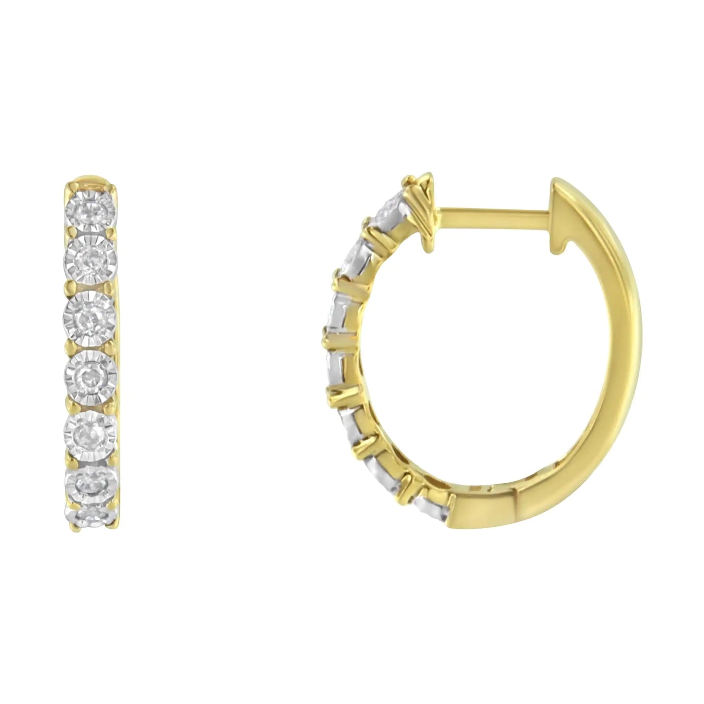 Aros de diamantes en oro bicolor de 10 quilates (1/4 ct, color JK, claridad I2-I3)