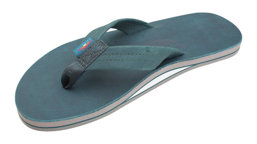 Sandalias Rainbow de piel para hombre, de una sola capa, con tira ancha y arco, talla 13,5-15, color turquesa/gris