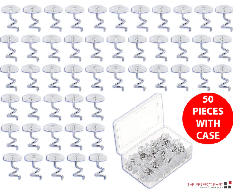 50 Pcs Upholstery Tacks Headliner Pins Clear Heads Twist Bed Fabric Sofa Chair