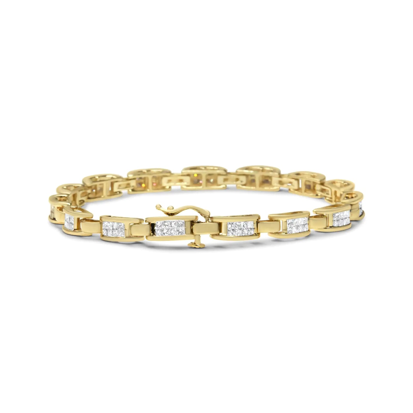 Pulsera Links of Love de oro amarillo de 14 quilates con diamantes de talla princesa (2,00 cts, color HI, claridad SI2-I1)