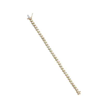 10K Yellow Gold Plated .925 Sterling Silver 5.00 Cttw Diamond S-Link Bracelet (K-L Color, I2-I3 Clarity) Size 7.25"