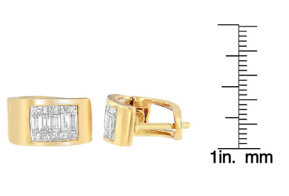 14K gult gull 1/2 cttw Diamond Huggy øredobber (HI, VS2-SI1)