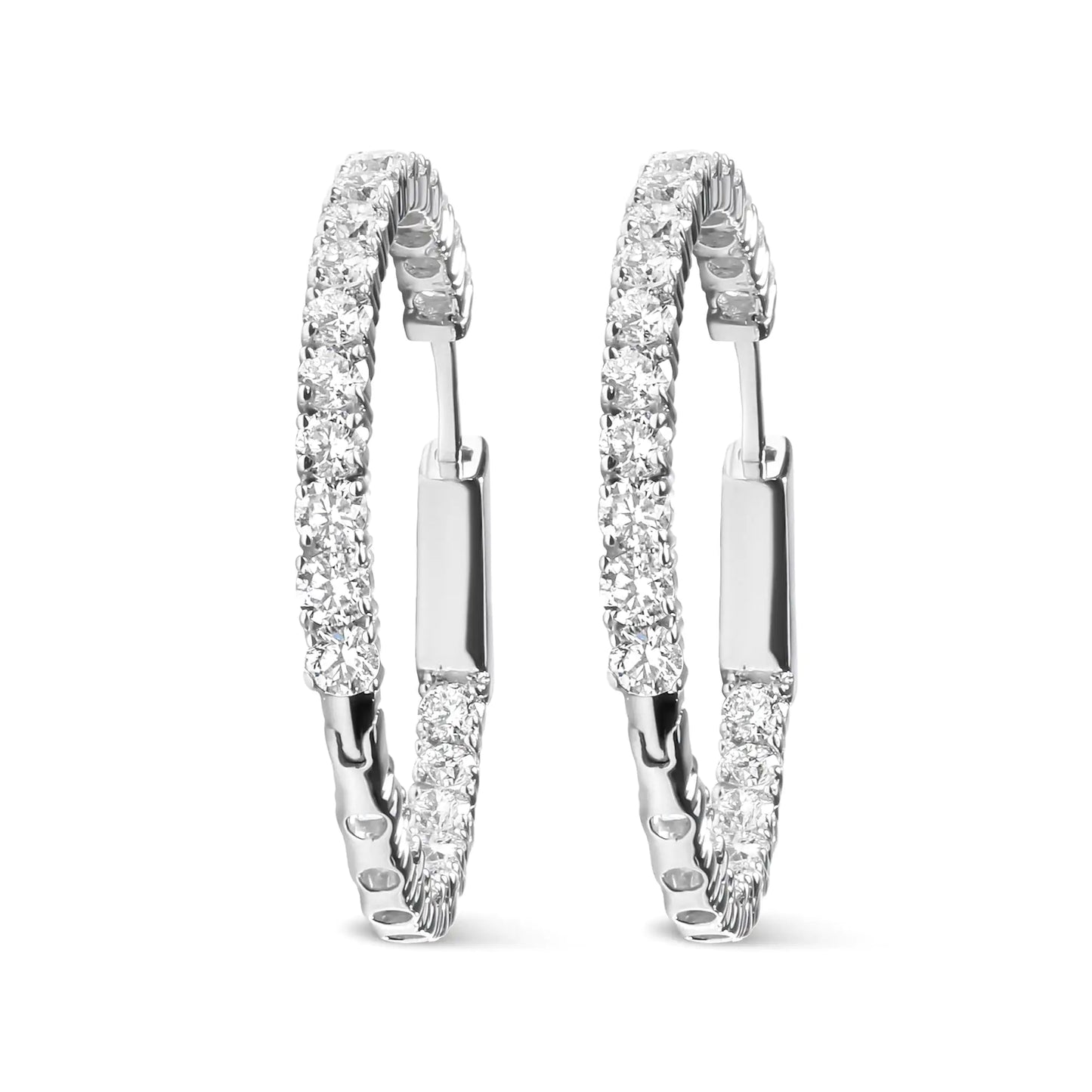 14K hvitt gull 3,00 Cttw Lab Grown Diamond Inside Out Hoop øredobber (FG Color, VS1-VS2 Clarity)