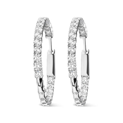 14K White Gold 3.00 Cttw Lab Grown Diamond Inside Out Hoop Earrings (F-G Color, VS1-VS2 Clarity)