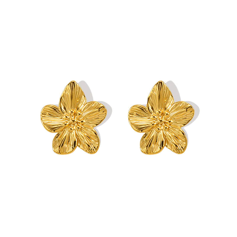 Chic Gold Petal Drop Stud Earrings