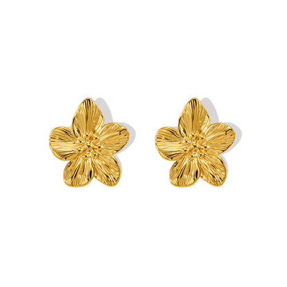 Chic Gold Petal Drop Stud Earrings