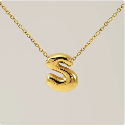 Women's Glossy Bubble Letter Pendant Necklace