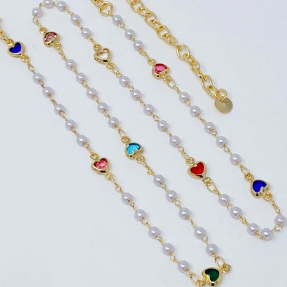 Precious Mini Heart Pearl Chain Necklace