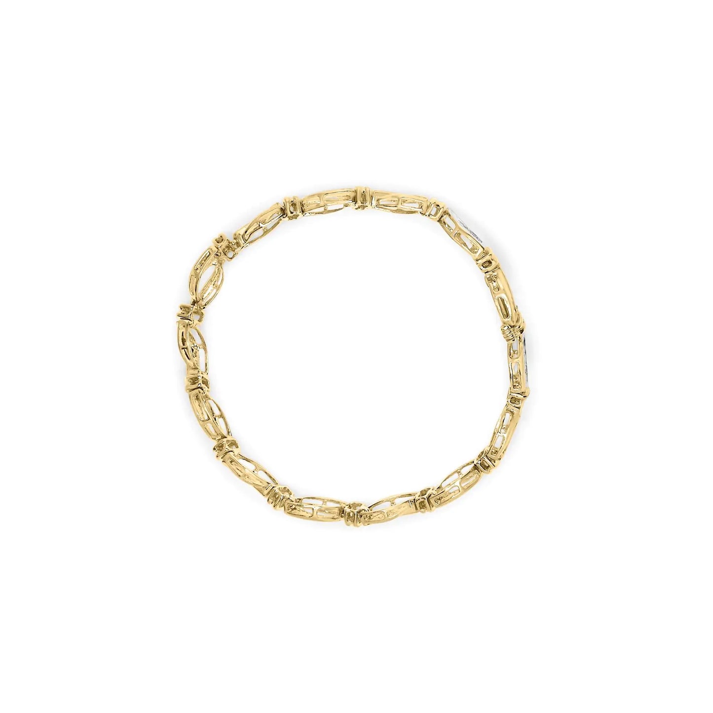 Pulsera de tenis de oro amarillo y blanco de 10 quilates con diamantes engastados en canal de 1/2 ct y eslabones infinitos de 7" (color HI, claridad I1-I2)