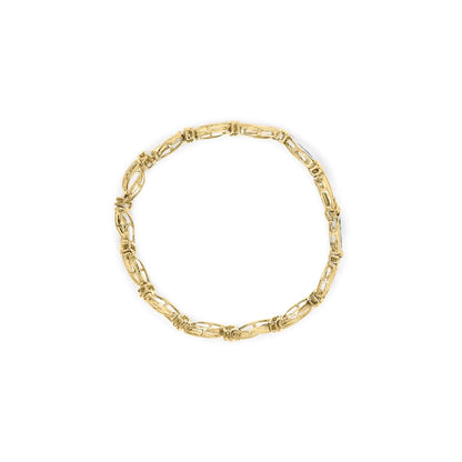 Pulsera de tenis de oro amarillo y blanco de 10 quilates con diamantes engastados en canal de 1/2 ct y eslabones infinitos de 7" (color HI, claridad I1-I2)