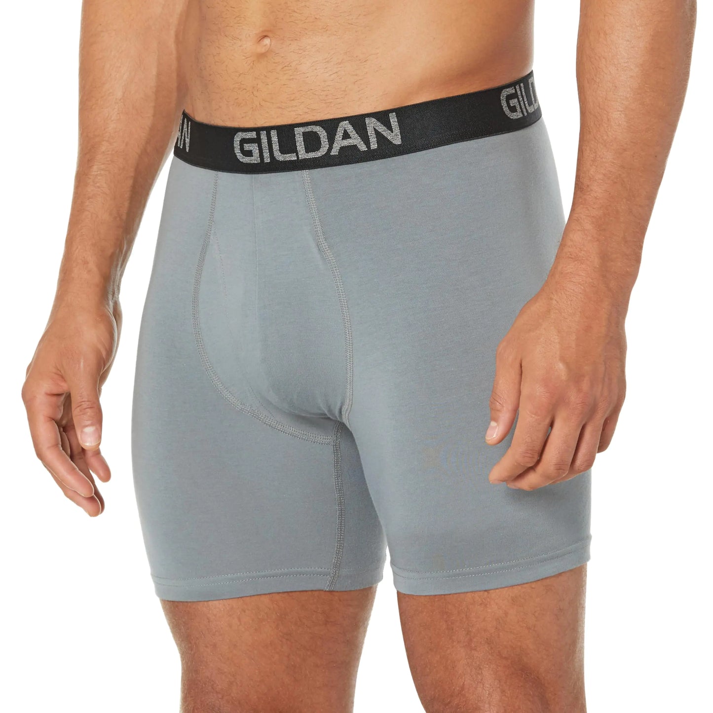 Calzoncillos bóxer de algodón elástico Gildan para hombre, paquete múltiple, talla XX-Large, franela gris/hollín negro (paquete de 5, pierna normal) 5