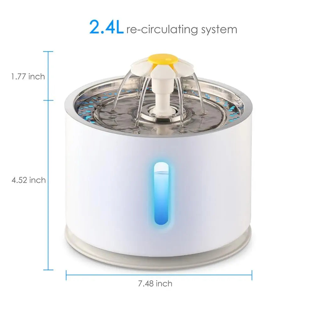 Automatic Pet Water Fountain USA The continuous water flow encourages pets to drink more, which can improve their overall health and hydration.