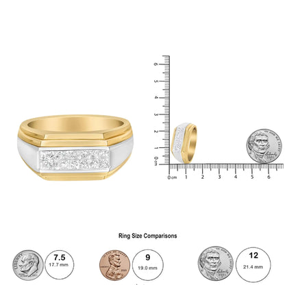 14K 黄金和白金 1.00 克拉公主方形切割钻石现代男士戒指（GH 颜色，SI1-SI2 净度）- 尺码 10