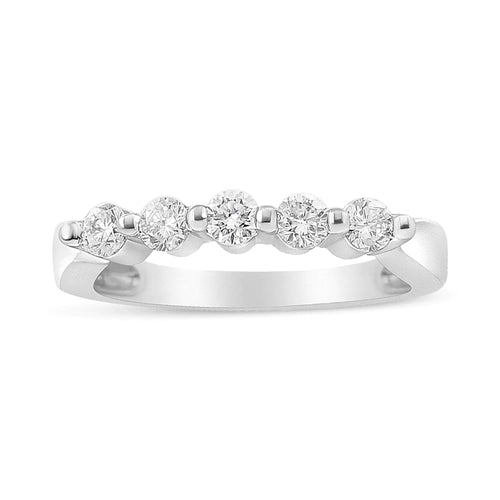 14K White Gold 1/2 Cttw Round-Cut 5-Stone Diamond Ring (H-I Color, SI1-SI2 Clarity)