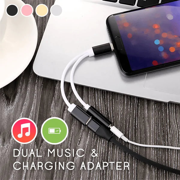 Adaptador Dual de Música e Carregamento