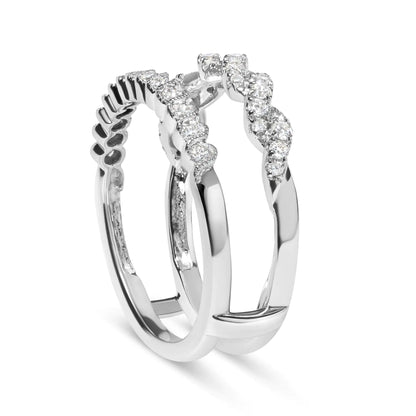 14k White Gold 1/2 Cttw Diamond Enhancer Wrap Ring Guard ( I-J Color, I2-I3 Clarity)