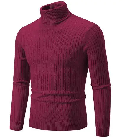 Strikket genser med turtleneck for menn