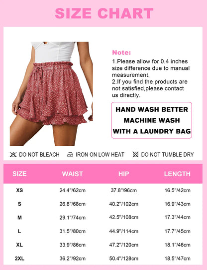 Flowy Shorts for Women Casual Boho Floral Skorts Ruffle Mini Skirts Running Tennis Butterfly Shorts Chiffon Shorts Large T Pink Green Floral