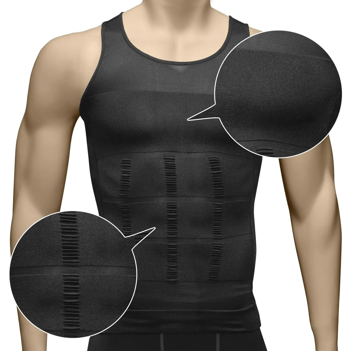 Odoland Herre 3 Pack Body Shaper Slimming Tummy Vest Termisk kompresjonsskjorte Tank Top Shapewear 3X-Large Grå/Sort/Hvit