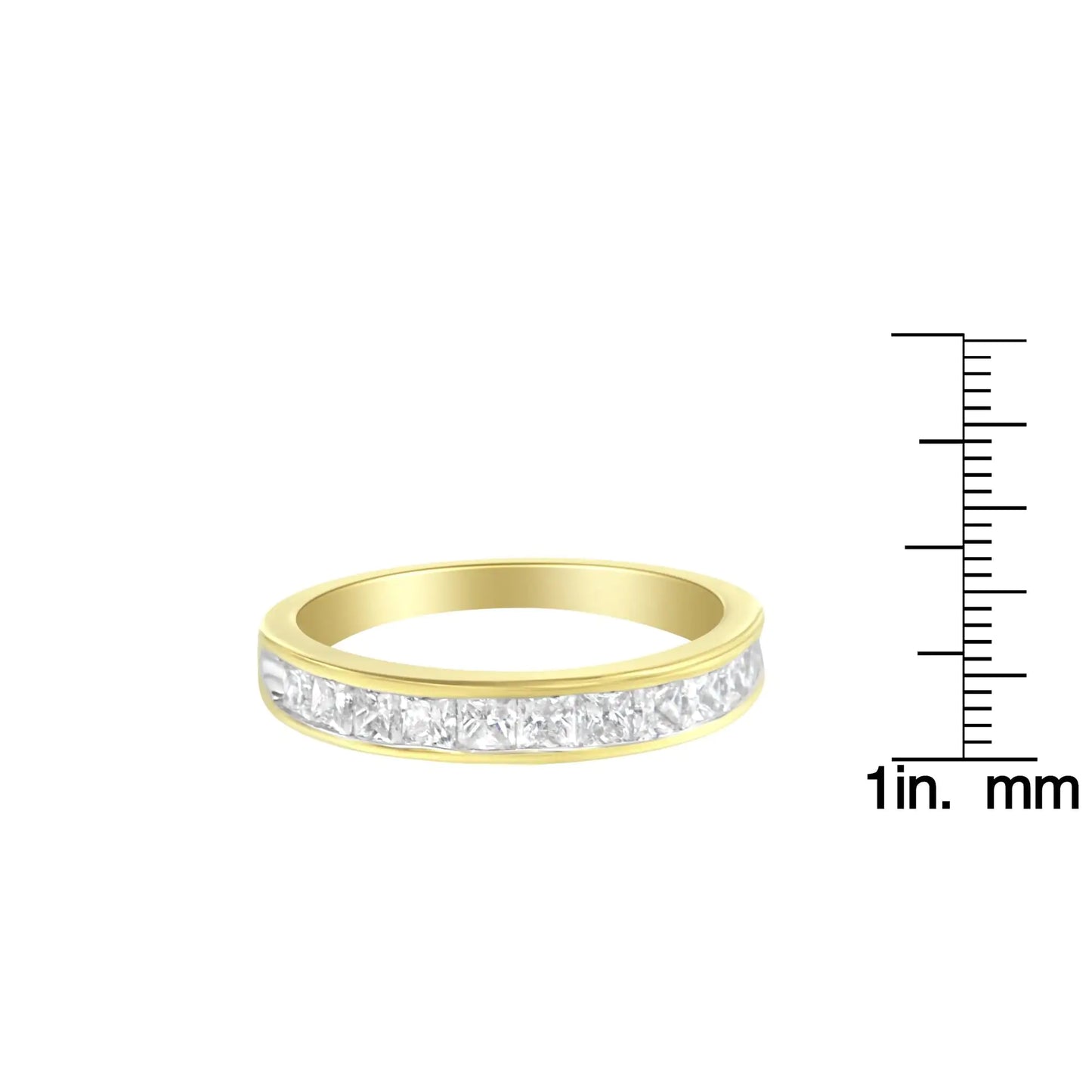 Anillo de oro amarillo de 14 kt con banda de canal de diamantes (1 ct, color HI, claridad SI2-I1)