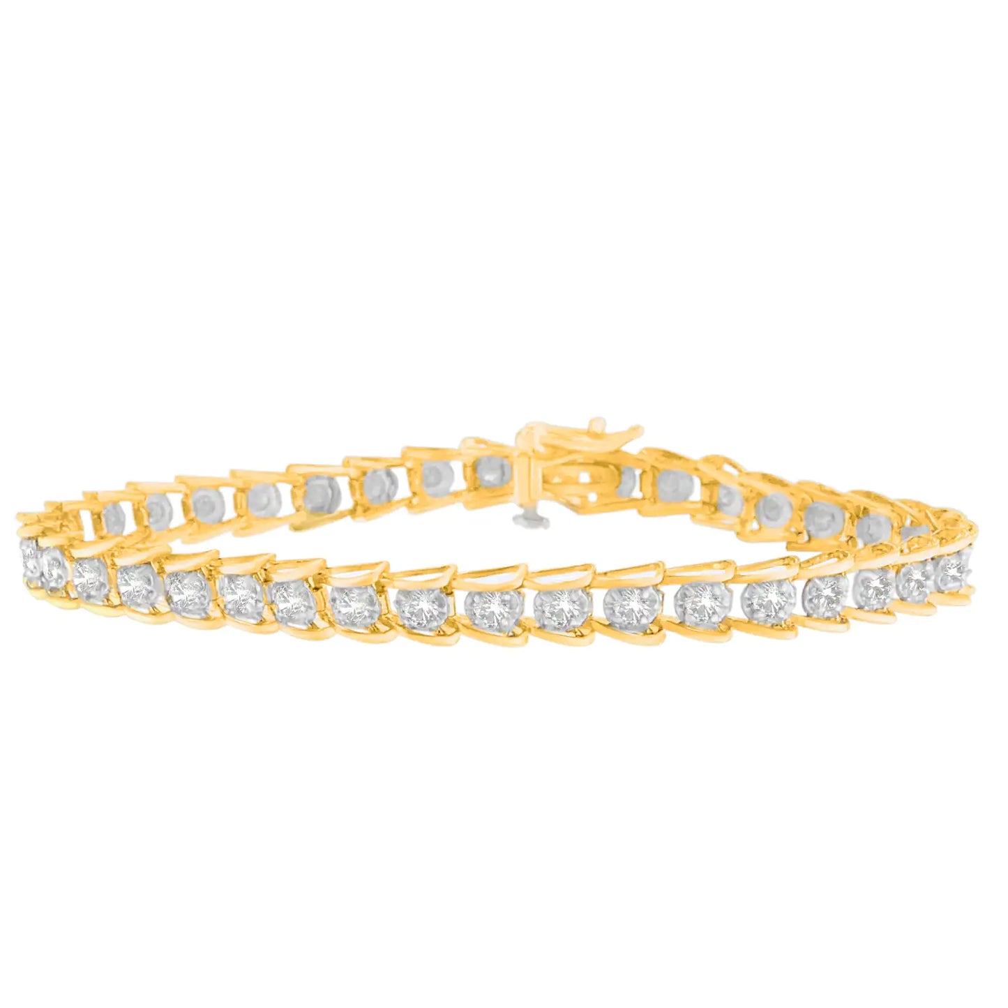 10K Yellow Gold Round-Cut Diamond Link Bracelet (2.00 cttw, I-J Color, I3 Clarity)