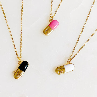 Happy Pill Pendant Necklace