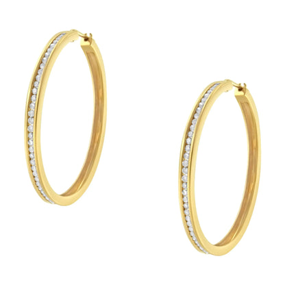 Aros finos de diamantes de 1 ct en oro amarillo de 10 kt (color IJ, claridad I1-I2)