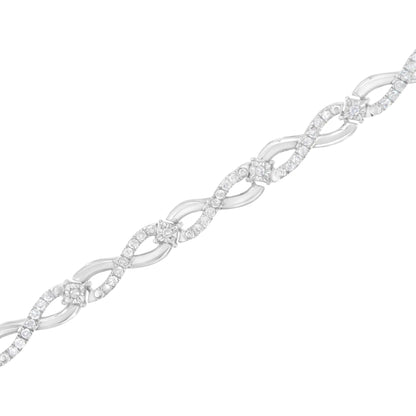 Pulsera de eslabones infinitos con diamantes engastados en garras de 1,0 ct en plata de ley 925 (color IJ, claridad I2-I3) - 7,25"