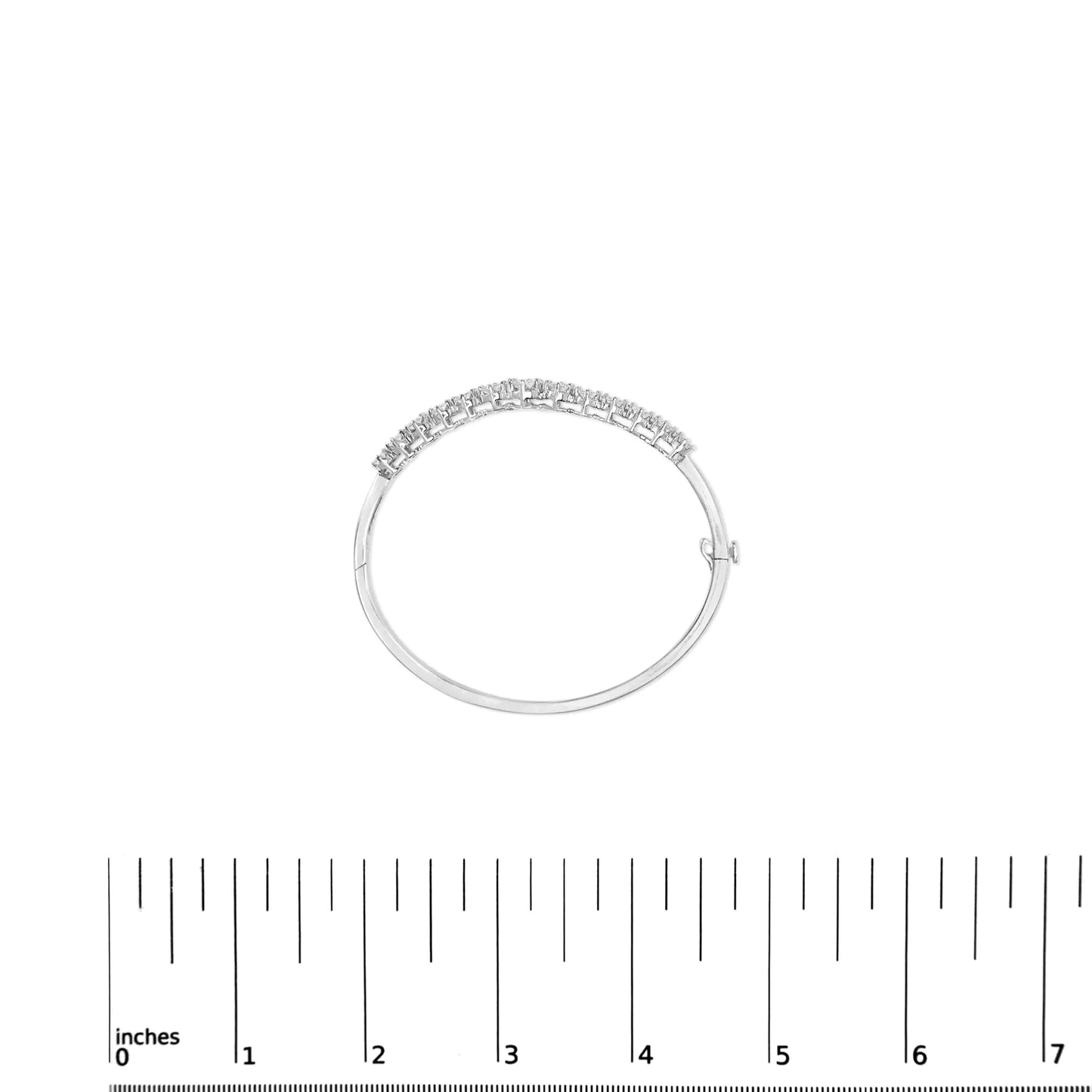 14K 白金 2 5/8 克拉圆形钻石 7 石花卉簇链手镯（HI 颜色，SI1-SI2 净度） - 适合腕围不超过 7.25 英寸