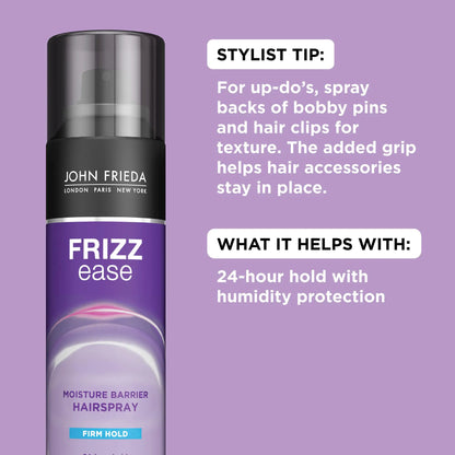 John Frieda Anti Frizz, Frizz Ease Firm Hold juukselakk, niiskusevastane juuksesprei, 24-tunniseks hoidmiseks, 12 untsi, pakis 2 12 untsi (2 tk)