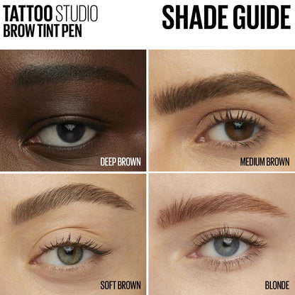 Maybelline New York TattooStudio Brow Tint Pen Makeup, Medium Brown, 0,037 fl. oz. 360 MIDDELS BRUN 0,04 Fl Oz (pakke med 1)