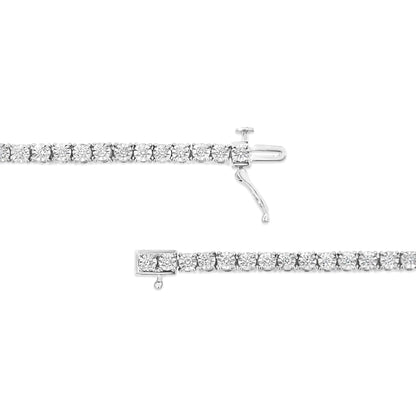 Pulsera de tenis de plata de ley 925 con placa milagrosa y diamantes cultivados en laboratorio, engastada con ilusión, de 18,35 cm