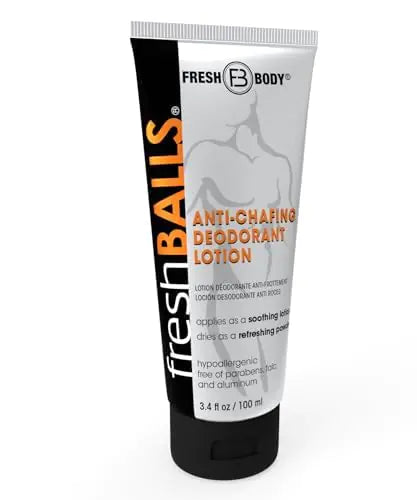 Fresh BALLS Lotion - Men's Anti-Chafing Soothing Cream to Powder - Ball Deodorant and Hygiene for Groin Area - The Original Anti Chafe Cream for Men, 3.4 fl oz 3.4 Fl Oz (Pack of 1)