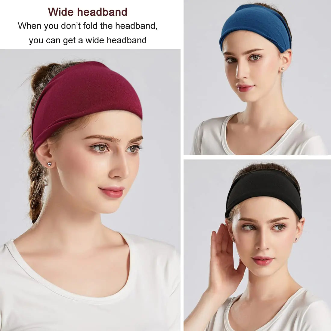 Fashion Headbands For Women Wide Headband Yoga Workout Head Bands Hair Accessories Band 6 Pack Solid Wide Headband Yoga Bands