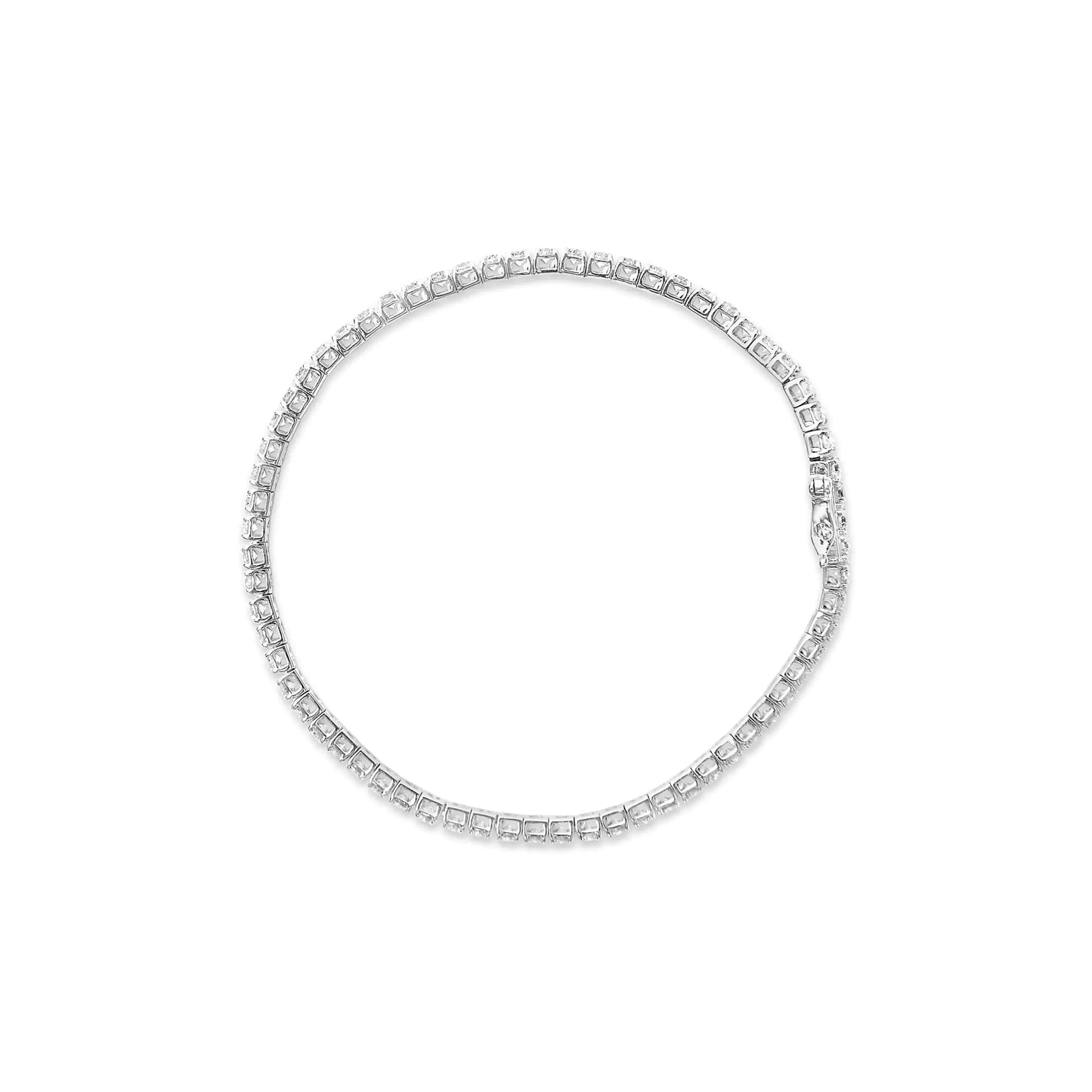 14K hvitt gull Lab Grown 4,00 Cttw runde briljantskårne diamantstiftsett klassisk tennisarmbånd - 7" (FG-farge, VS2-SI1 klarhet)