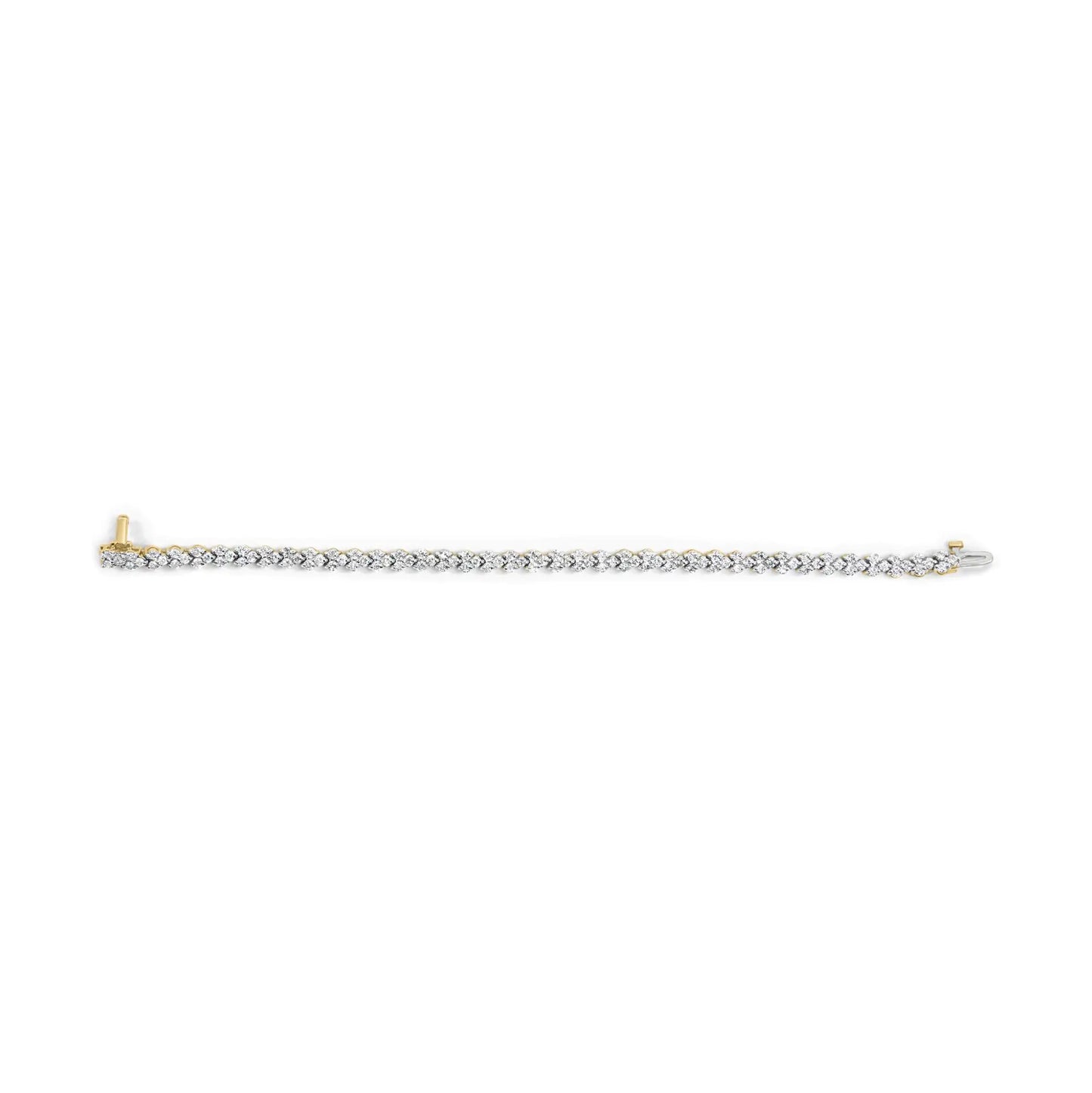 14k gult gull 5,00 Cttw Diamond Three Stone Link tennisarmbånd (IJ-farge, SI2-I1 Clarity) - 7' tommer