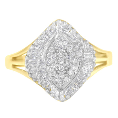 10K Yellow Gold Diamond Cocktail Ring (1/2 Cttw, J-K Color, I2-I3 Clarity)