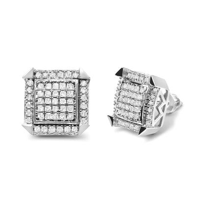 10K White Gold 1.0 Cttw Diamond  Composite with Halo Stud Earrings (H-I Color, I1-I2 Clarity)