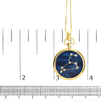 18K Yellow Gold Diamond Leo Constellation with Blue Enamel 18" Inch Pendant Necklace (H-I Color, SI2-I1 Clarity)