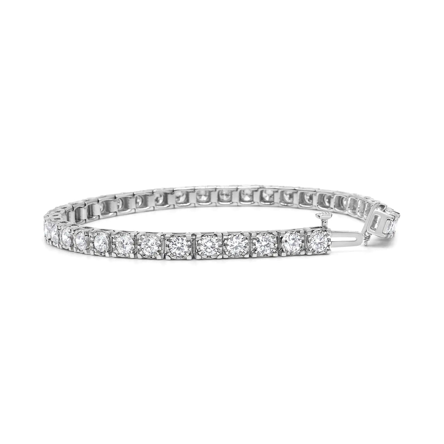 14K hvitt gull 5.0 Cttw Mirakelsett Rundskåret Lab Grown Diamond Illusion 7" tennisarmbånd (FG farge, VS2-SI1 Clarity)