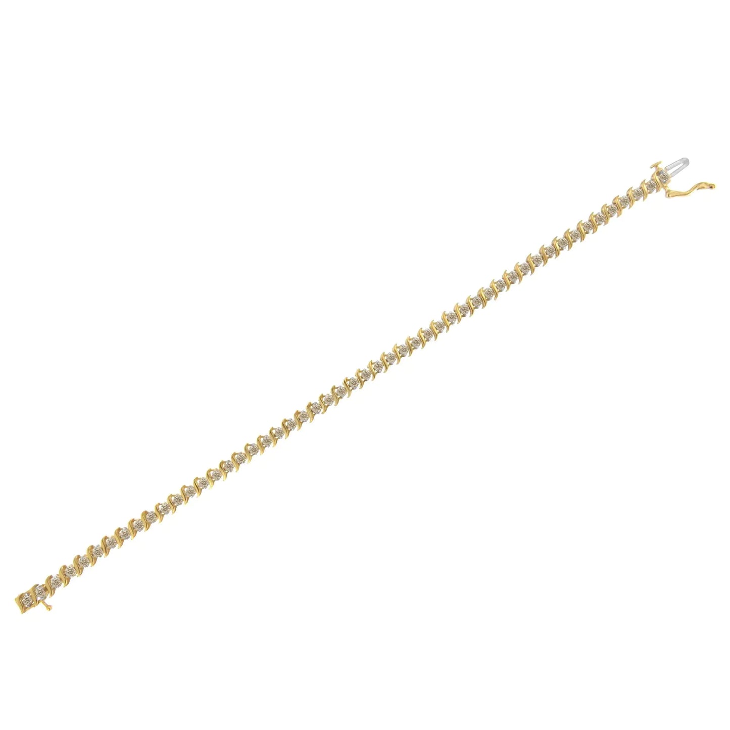 2Micron 10KT Yellow Gold Plated Sterling Silver Diamond S-Link Bracelet (2 cttw, J-K Color, I2-I3 Clarity)