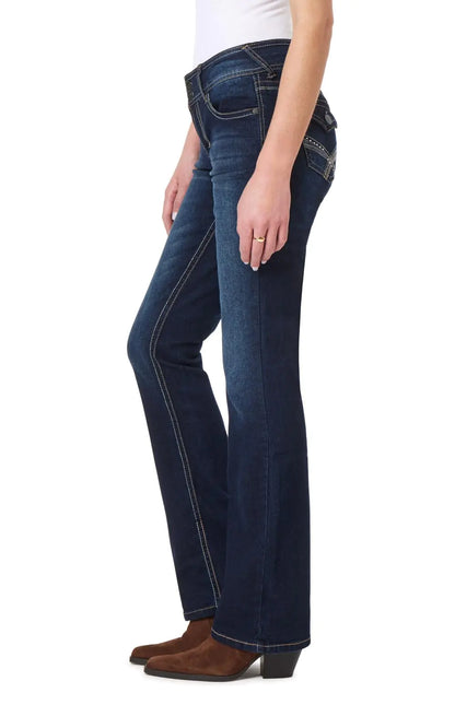 WallFlower Dame Luscious Curvy Bootcut Mid-Rise Insta Stretch Juniors Jeans Standard 5 Betsy