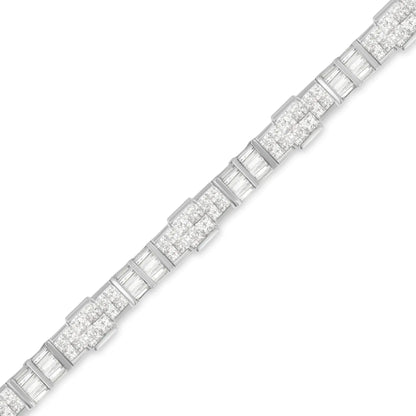 14K hvitt gull prinsesse og bagettslipt diamantarmbånd med blandet lenke (8 3/4 cttw, GH Color, VS2-SI1 Clarity)