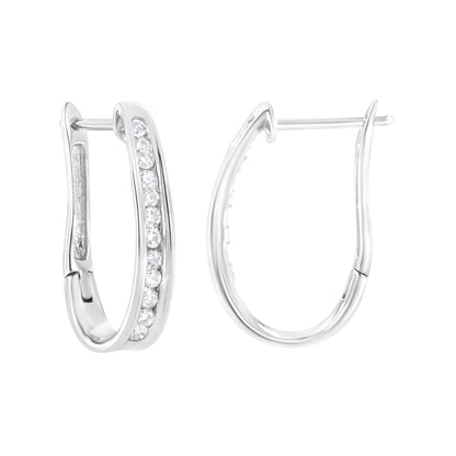 10k White Gold Plated Sterling Silver 1/2 cttw Lab Grown Diamond Hoop Earring (F-G Color, VS2-SI1 Clarity)