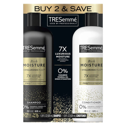 TRESemmé Rich Moisture Shampoo og Conditioner Rich Moisture Pakke med 2 for tørt hår formulert med vitamin E og biotin 28 oz