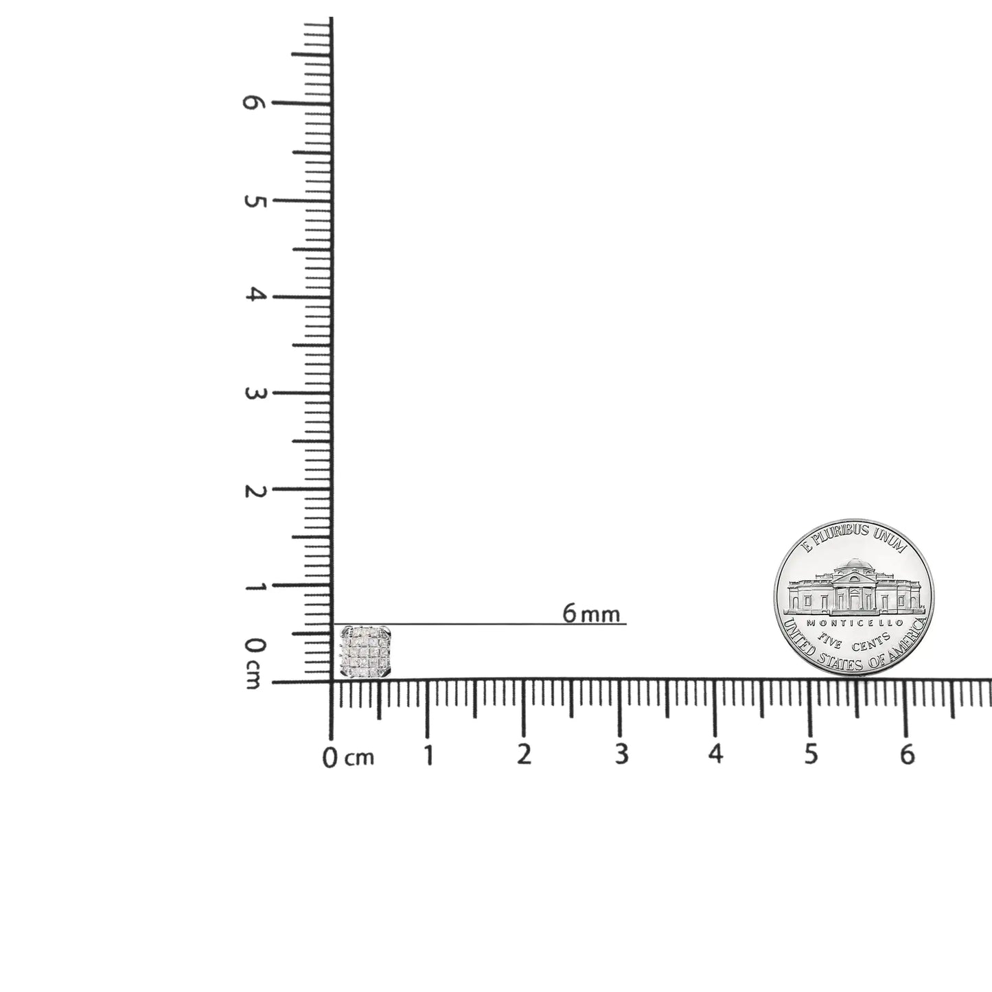 10K 白金 3/4 克拉公主方钻石复合开口框耳钉（IJ 颜色，I1-I2 净度）