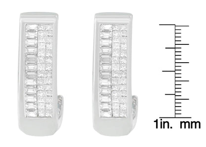 14K hvitt gull baguette og prinsesseslipte diamantøreringer (1 cttw, HI Color, VS1-VS2 Clarity)